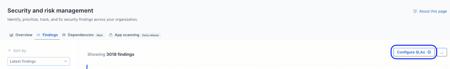 Security and risk management SLAs configure